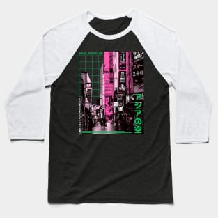 Japanese Neon City Night Baseball T-Shirt